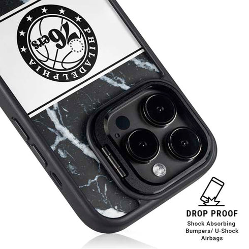 NBA Philadelphia 76ers Marble iPhone 14 Pro Kickstand Case